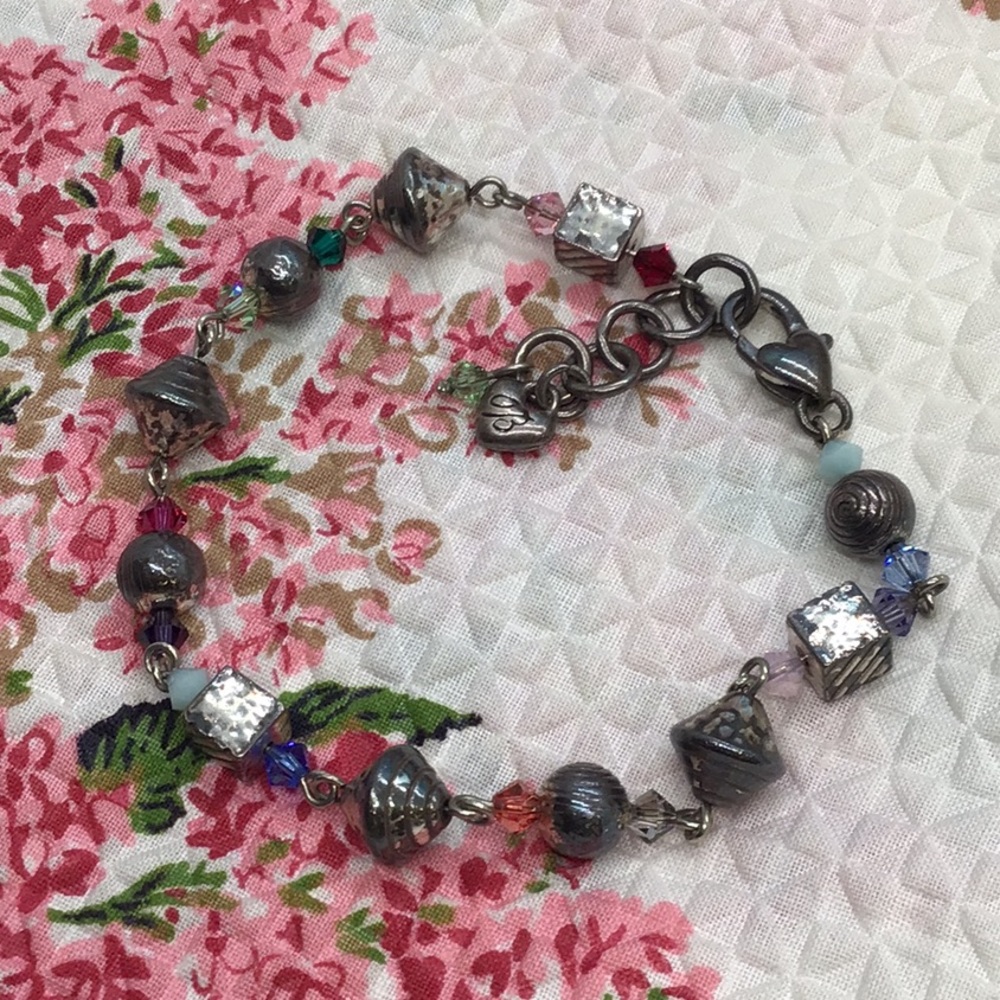 Vintage Brighton Bracelet with Silver & Colored Crystal Beads